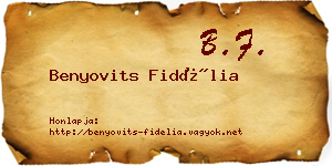 Benyovits Fidélia névjegykártya
